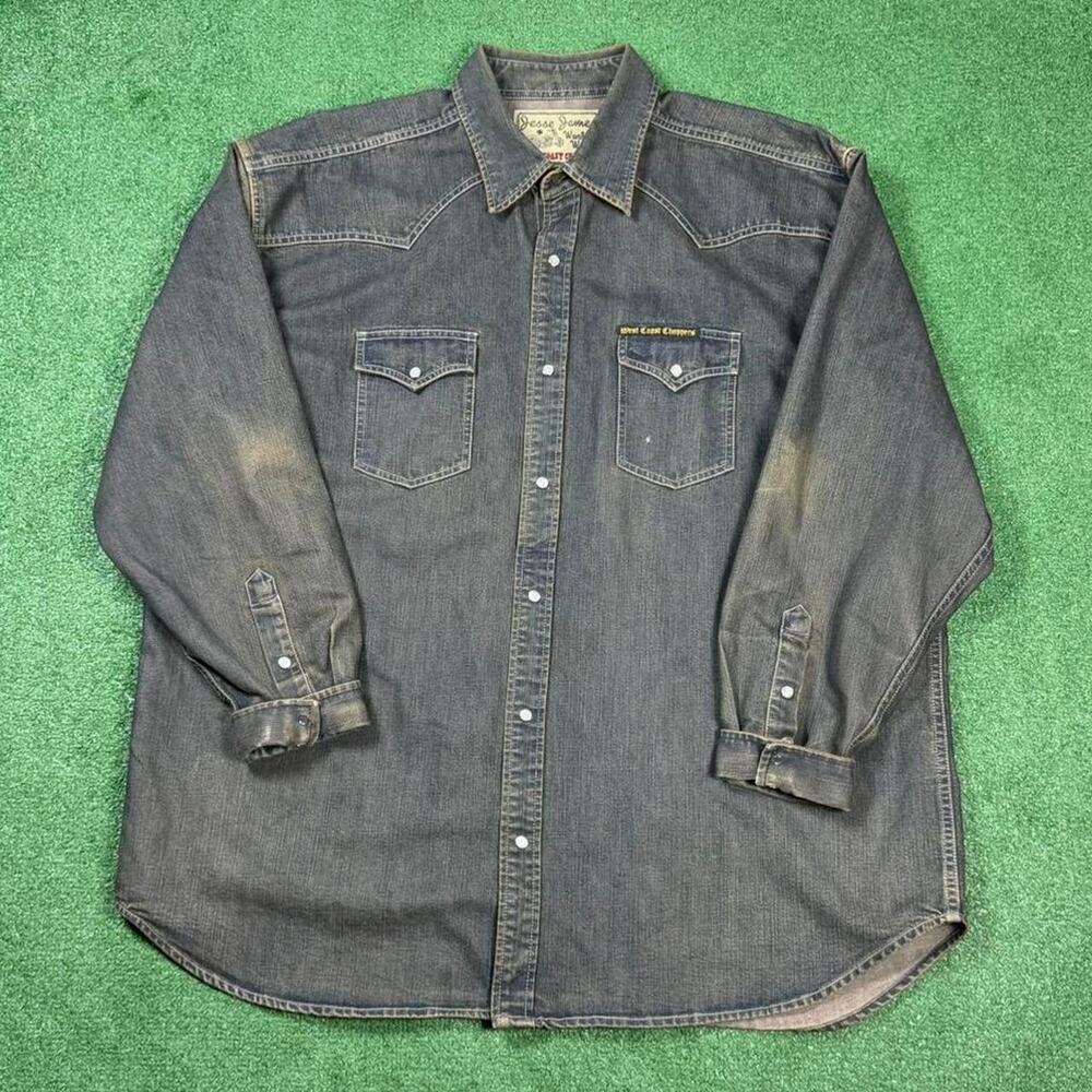 West Coast Choppers Jesse James Denim Pearl Snap Shirt Workwear Mens 2XL Biker